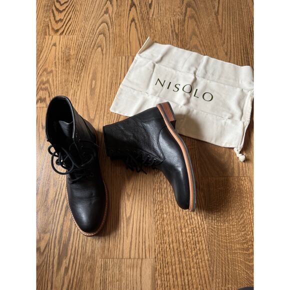 NISOLO Black Leather All-Weather Amalia Boots Size 10 - Picture 6 of 16